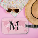 Search for world map luggage tags Girly
