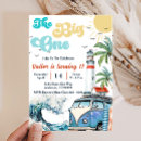 Search for the big one surf 1st birthday invitations Waves