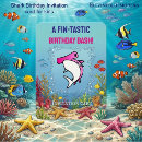 Search for pink shark birthday invitations Under the sea