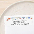 Search for blue flower return address labels Watercolor