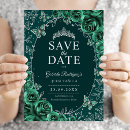 Search for emerald green save the dates Princess tiara crown