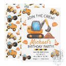 Search for construction truck birthday invitations Excavator