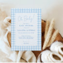 Search for whimsical baby boy shower invitations Blue gingham