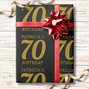 Search for 70th birthday wrapping paper Black and gold