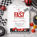 Search for chequered flag birthday invitations Two fast
