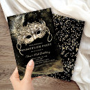 Search for black masquerade party invitations Gold