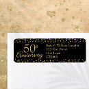 Search for 50th wedding anniversary return address labels Black and gold