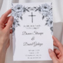 Search for christian cross wedding invitations Black and white