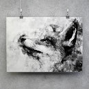 Search for black and white fox posters Illustration