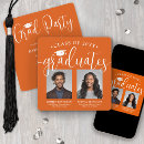 Search for orange and white graduation invitations High school or college