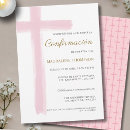 Search for pink white girls confirmation invitations Modern