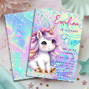 Search for cute unicorn birthday invitations Pink purple