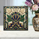 Search for green and gold pattern tiles Vintage