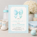 Search for blue gingham baby shower invitations For kids