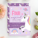 Search for unicorn 4th birthday invitations Girl