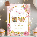 Search for floral 1st birthday invitations Baby girl