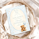 Search for blue teddy bears baby shower invitations We can bearly wait