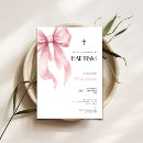 Search for ribbon christening invitations Pink bow