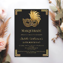 Search for masquerade birthday invitations Black