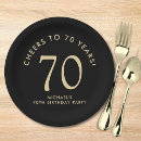Search for 70th birthday plates Black gold