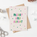Search for pink and green christmas cards Merry and bright