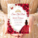 Search for red gold save the dates Princess tiara crown