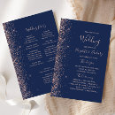 Search for rose gold and navy blue wedding programs Order of ceremony