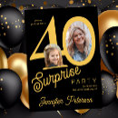 Search for funny surprise party invitations Black and gold