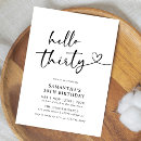 Search for black and white 30th birthday invitations Typography