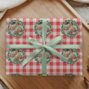 Search for red gingham wrapping paper Christmas wreath