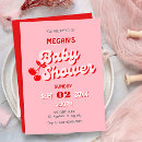 Search for pink and red baby shower invitations Retro