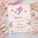 Search for mermaid girl birthday invitations Pink