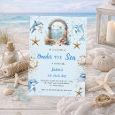 Search for ocean 1st birthday invitations Blue