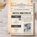 Search for newspaper birthday invitations Black and white