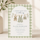Search for green baby boy shower invitations Sage green gingham