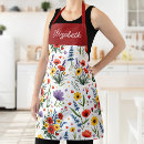 Search for red floral pattern long aprons Botanical