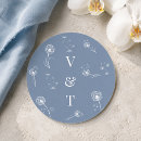 Search for winter flowers wedding stickers Blue and white