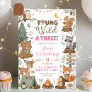 Search for young wild and three birthday invitations Girl