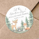 Search for woodland baby shower stickers Let the adventure begin