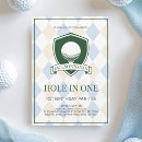 Search for hole in one 1st birthday invitations Modern