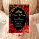 Search for red gold save the dates Mis quince anos