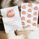 Search for little pumpkin on the way invitations Pink bow