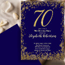 Search for blue 70th birthday invitations Blue and gold