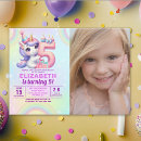 Search for unicorn 5th birthday invitations For her