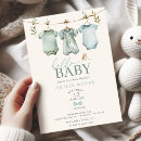 Search for clothesline baby boy shower invitations Elegant modern simple