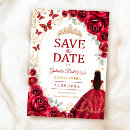Search for red gold save the dates Mis quince anos