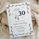 Search for hello thirty invitations Black and white