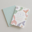 Search for mermaid 4th birthday invitations Under the sea