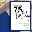 Search for blue 75th birthday invitations Elegant