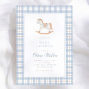 Search for rocking horse baby shower invitations Blue gingham